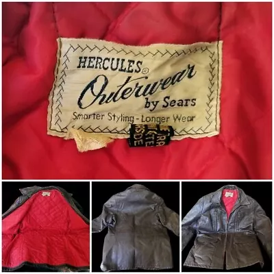 1950's Vintage Hercules Outerwear By Sears Genuine HorseHide Leather Riding Coat • $490