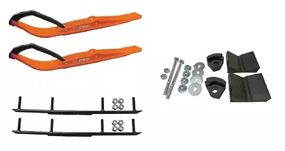 C&A Pro Orange Razor Snowmobile Skis W/ 6  Round Bars Complete Kit • $386.02