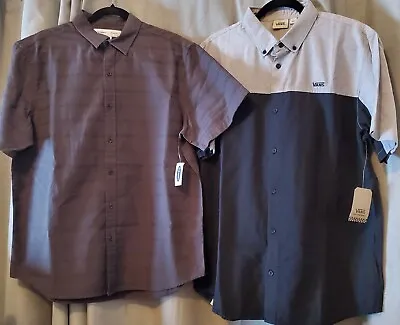 Men's Short Sleeve Button UP Collared Shirts Large Lot Of 2 (1-Vans 1-Old Navy) • $18