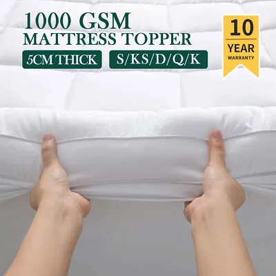 Hotel 1000GSM Pillowtop Mattress Topper Queen King Sizes Matress Topper Underlay • $53.99