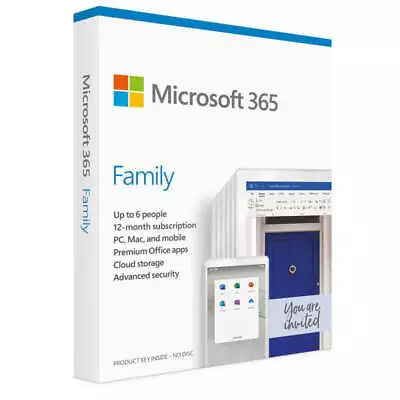 Microsoft 6GQ-01554 Office 365 Family (1 Year Subscription Medialess Retail Bo • $220