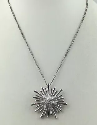 Monet Necklace Cast Textured Silver Tone Star Burst Dotted Star Pendant NO OFFER • $2