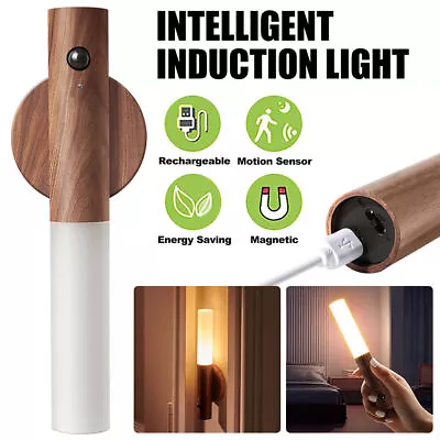 USB Rechargeable LED Induction Night Light Motion Sensor Closet Indoor Wall Lamp • £10.49