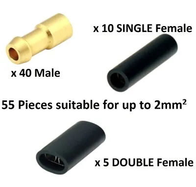 £9.25 • Buy 4.7mm Lucas Style Brass Bullet Connectors With Single & Double Sockets (55 Pcs)