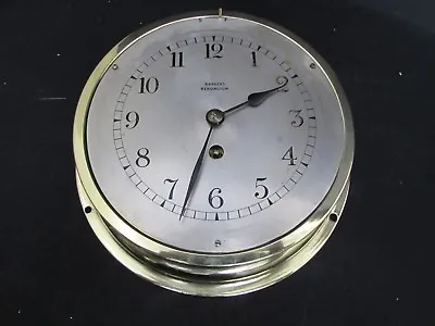 Vintage Ships Bulkhead Brass Case Wall Clock Barkers Kensington French Movement • £164.95