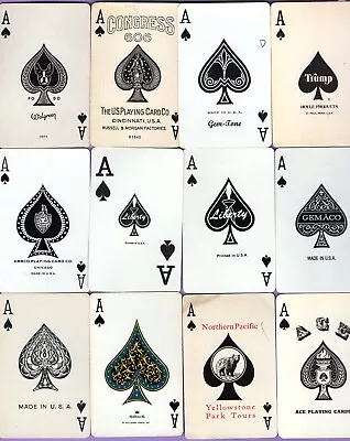 12 Single Swap Playing Cards ACE OF SPADES LOT #4 PO DO ETC SOME VINTAGE DECO • $3.99