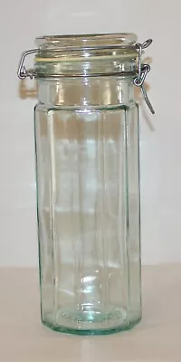 Vintage Tall 10.5” Paneled Glass Jar. Vetreria Etrusca Tag. Made In Italy. Heavy • $38.50