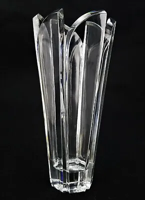 Rare Vintage Mikasa Yugoslavia 6 Peaked Panel Heavy Lead Crystal Vase   8½  • $89.95