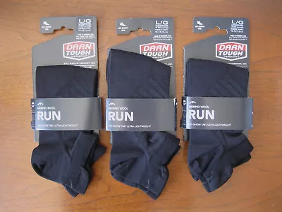 NWT DARN TOUGH Merino Wool Run No Show Tab Socks Black Mens L 10-12 Set Of 3 • $39.99