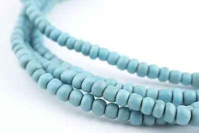 Vintage Turquoise Blue Glass Beads 2 Strands 5mm Ghana African Seed Handmade • $8