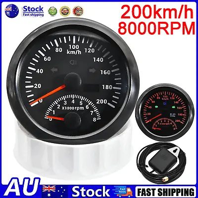 85MM Black GPS Speedometer 0-200km/h With Tachometer 8000RPM For Boat Car ATV AU • $75.99