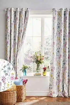 Laura Ashley Wild Meadow Blackout Lined Eyelet Curtains W227 X Drop 182cm • £69.90