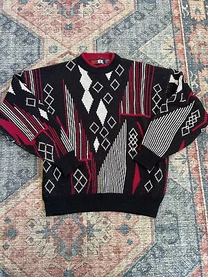 Vintage 80’s Funky Geometric Shapes Acrylic Cosby Pullover Sweater Men’s Size L • $29.99