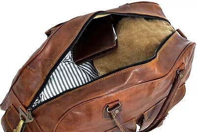 Vintage Look Leather Bag Duffel Travel  Luggage Gym  Genuine Weekend Overnight • $52.87