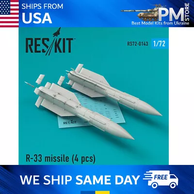 Reskit RS72-0143 R-33 Missile (4 Pcs) (MiG-31) Scale Resin Model Kit 1/72 • $20.95