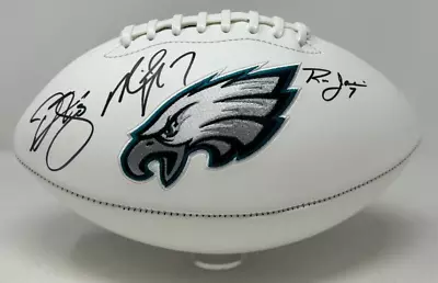 Jaworski Vick And McNabb Triple Signed Eagles Logo Football PSA 449 • $209.99