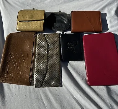 Lot Of 6 Vintage Leather Coin Purse/Wallets Kisslock Closure Leather More • $14.99