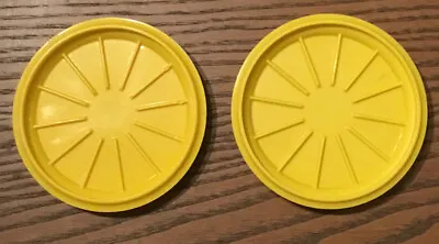 Vintage Tupperware Coaster/Mug Lids #1313 Yellow - Set Of 2 • $4