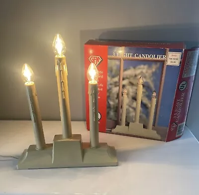 Vintage GEM 3 Light Candolier Dripping Candles Clear Lights + Box Made In USA • $7.99