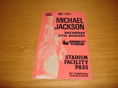 Michael Jackson Bad Tour Concert Facility Ticket Pass Blue 27/8 1988 Mega Rare • £74.99