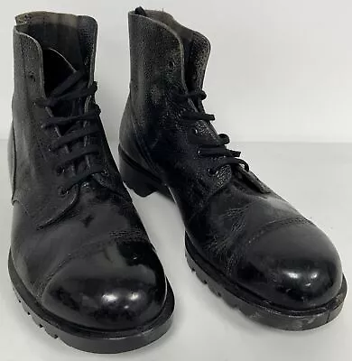 British Military Issue Black Leather Dress Parade Ammo Boots Size 9 • £59.95