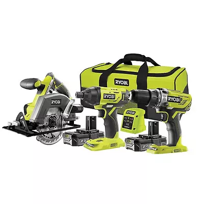 £226.99 • Buy Ryobi ONE+ 18v Tool Kit Combi Drill/Impact Driver/Circular Saw + 2x2Ah Li-ion