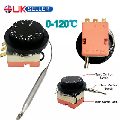 Universal Capillary Thermostat Cooling Radiator Fan Control Switch Probe 0℃～120℃ • £7.49