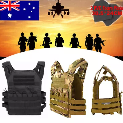 Tactical MOLLE Vest Plate Carrier Quick Release Adjustable Weighted • $42.90