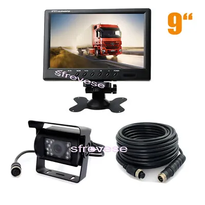 9  TFT LCD Monitor + 4Pin IR Car Rear View Reverse Backup Camera For Bus Truck • $69.49