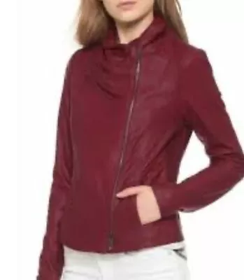 Vince Size Small Goat Leather Red Burgundy Leather Jacket | Size X Small • $87