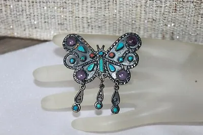 Large 24g Vintage Taxco Sterling Silver Matl Style Butterfly Brooch Pendant  • $145