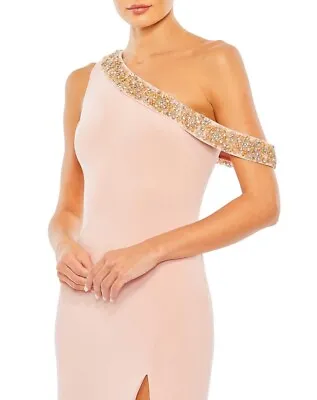 Mac Duggal 68163 Pink Slit Asymmetric Beaded Neckline Dress Size 2 • $100