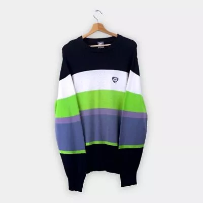 Vintage Nike 90's Jumper Pullover Grey Black Green White Mens L Large • $61.23