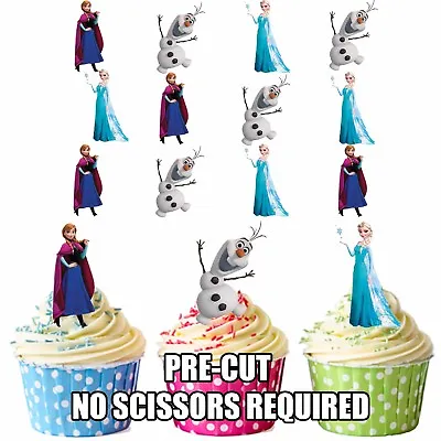 £3.75 • Buy PRECUT Disney Princess Anna & Elsa 12 Edible Cupcake Toppers Party Decorations 