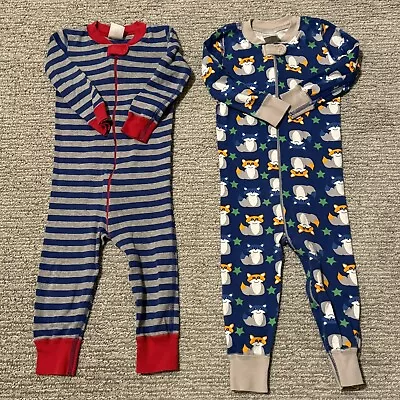 Hanna Andersson Lot Of 2 Fox/Stripe One-piece Pajamas Size 18-24 Month (80CM) • $24