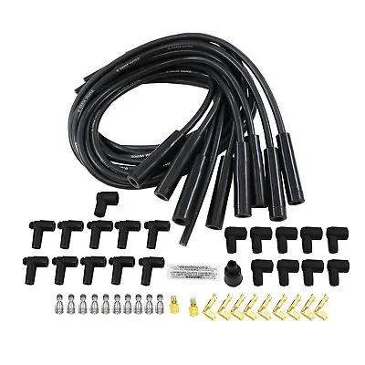 $39.95 • Buy Spark Plug Wires Spiral Core 8.5mm Black Straight Boot Universal Set V8 W/ Looms