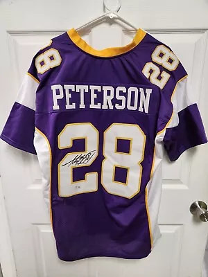 Minnesota Vikings Adrian Peterson Autographed Custom Jersey BAS Witness COA • $139.99