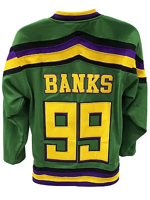 Adam Banks 99 Ducks Hockey Jersey Embroidered Costume Mighty Movie Uniform • $56.66
