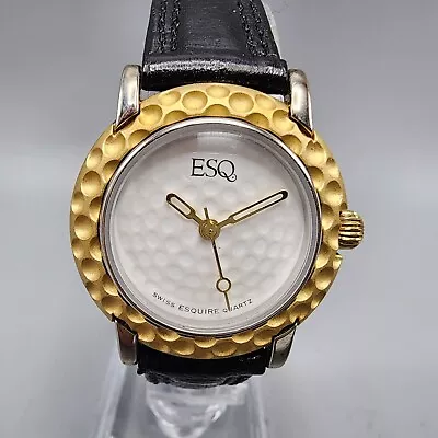 ESQ Movado Watch Women 28mm White Dial Two Tone Golf Round New Battery • $49.99