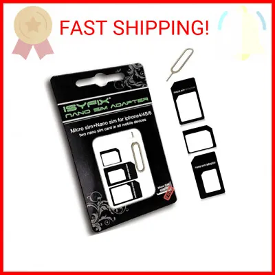 ISYFIX Sim Card Adapter Nano Micro - Standard 4 In 1 Converter Kit With Steel Tr • $8.88