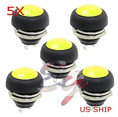 Yellow 5 Pcs M4 12mm Waterproof Momentary ON/OFF Push Button Round SPST Switch • $5.95