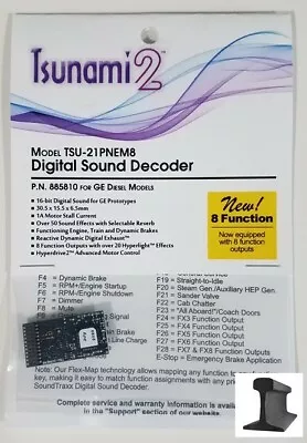 Soundtraxx 885810 Tsunami 2 TSU-21PNEM8 21 Pin Sound Decoder GE ~ 8 Function • $98.36