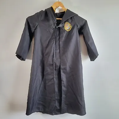 Wizarding World Harry Potter Hogwarts Robe Size M 7-8 Black Yellow Hood Costume • $18.69