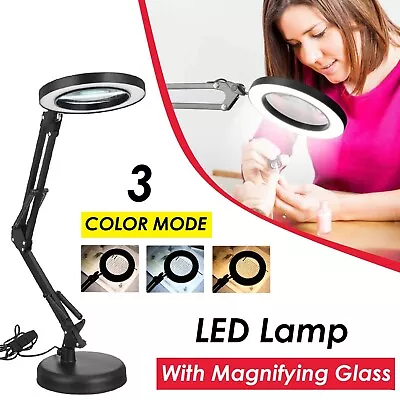 Magnifying Glass With LED Light Magnifier Craft Reading Desk Stand Foldable Lamp • $32.99