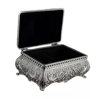 Vintage Jewelry Box For Case Metallic Storage Holder With Floral Accent Designs • $26.29