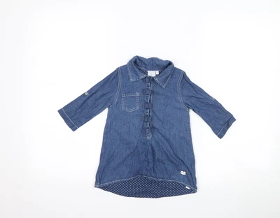 £5.85 • Buy Jasper Conran Girls Blue Cotton Shirt Dress Size 12-18 Months Collared Button
