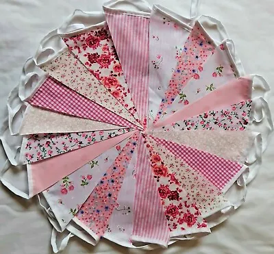 Fabric Bunting Shabby Chic Vintage Rustic Wedding Party Handmade • £6.95