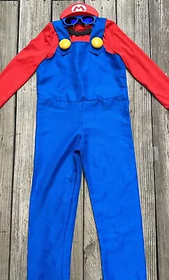 Child's Deluxe Super Mario Brothers Costume Size M 8-10 Includes Glasses 0023 • $11.99