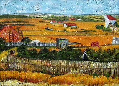 Van Gogh The Harvest Repro Quality Hand Painted Oil Painting 12x16in • $58.95