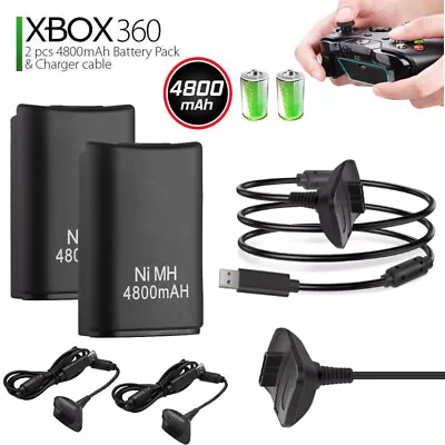 2X Battery Pack Set For XBOX 360 Wireless Controller Ni-mh Battery 4800mAh • $12.89